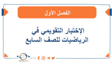 الإختبار التقويمي في الرياضيات للصف السابع الفصل الأول