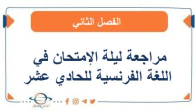 مراجعة ليلة الإمتحان في اللغة الفرنسية للحادي عشر