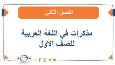 مذكرات في اللغة العربية للصف الأول الفصل الثاني