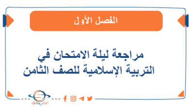 مراجعة ليلة الامتحان في التربية الإسلامية للصف الثامن الفصل الأول