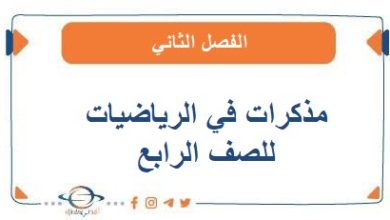 مذكرات في الرياضيات للصف الرابع الفصل الثاني