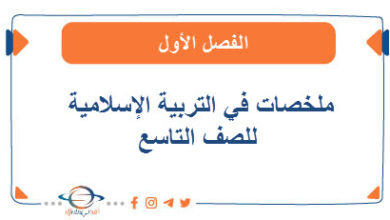 ملخصات في التربية الإسلامية للصف التاسع الفصل الأول