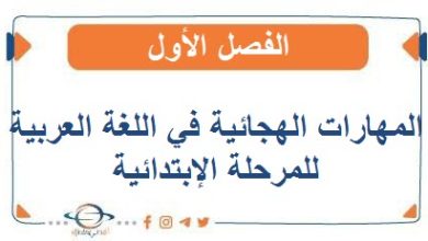 مذكرات المهارات الهجائية في اللغة العربية للمرحلة الإبتدائية الفصل الأول