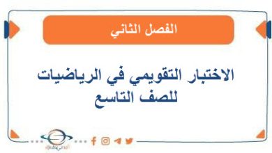 الاختبار التقويمي الأول في الرياضيات للصف التاسع الفصل الثاني