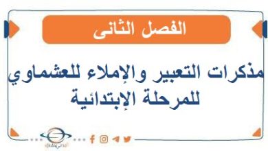 مذكرات التعبير والإملاء للعشماوي في اللغة العربية للمرحلة الإبتدائية الفصل الثاني