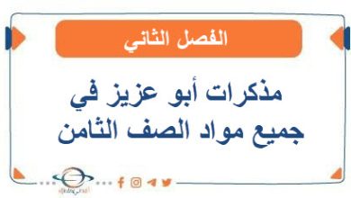 مذكرات أبو عزيز في جميع مواد الصف الثامن الفصل الثاني