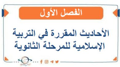 الأحاديث المقررة في التربية الإسلامية للمرحلة الثانوية الفصل الأول