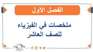 ملخصات في الفيزياء للصف العاشر الفصل الأول