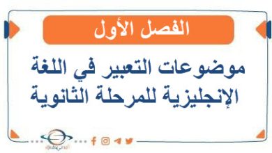 موضوعات التعبير للاختبار القصير في اللغة الإنجليزية للمرحلة الثانوية الفصل الأول