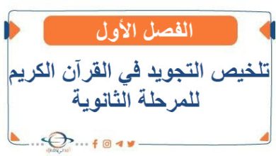 تلخيص التجويد في القرآن الكريم للمرحلة الثانوية الفصل الأول