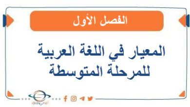 المعيار في اللغة العربية للمرحلة المتوسطة الفصل الأول