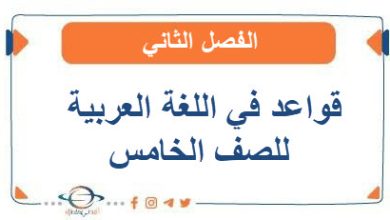 قواعد في اللغة العربية للصف الخامس الفصل الثاني