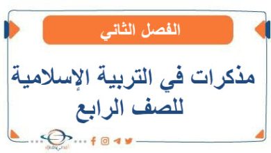 مذكرات في التربية الإسلامية للصف الرابع الفصل الثاني