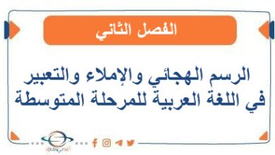 الرسم الهجائي والإملاء والتعبير في اللغة العربية للمرحلة المتوسطة الفصل الثاني