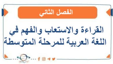 القراءة والاستعاب والفهم في اللغة العربية للمرحلة المتوسطة الفصل الثاني